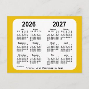 2026-2027 Mini School Year Calendar i Guld från Ja Vykort