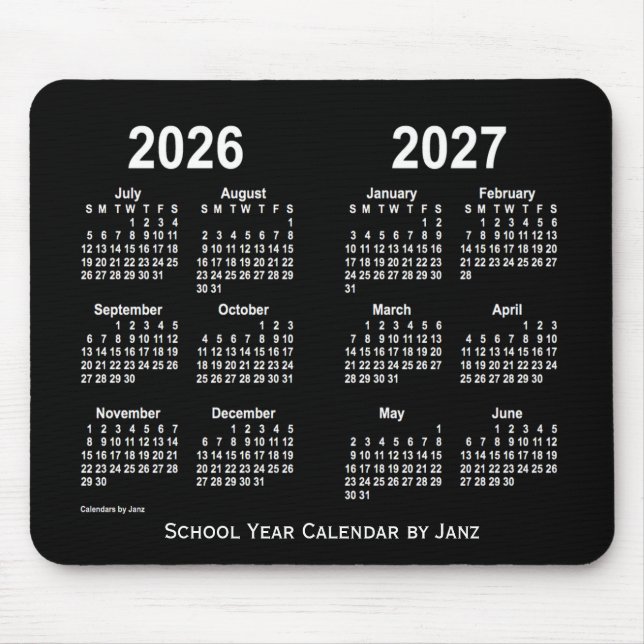 2026-2027 Neon White School Calendar från Janz Musmatta (Framsidan)