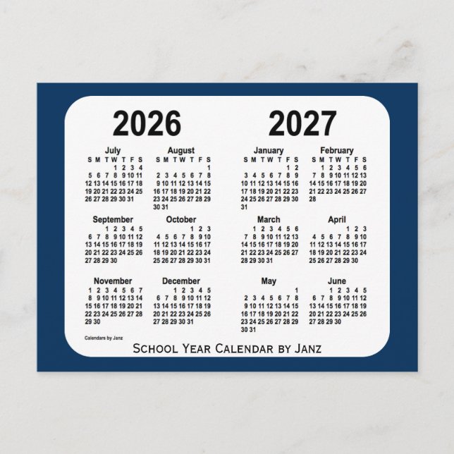 2026-2027 Polisbox Blå Skolkalender av Janz Vykort (Framsida)