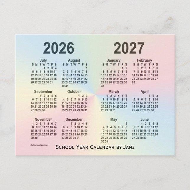 2026-2027 Rainbow Cloud School Calendar av Janz Vykort (Framsida)