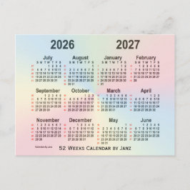 2026-2027 Regnbåge 52 veckors kalender från Janz Vykort