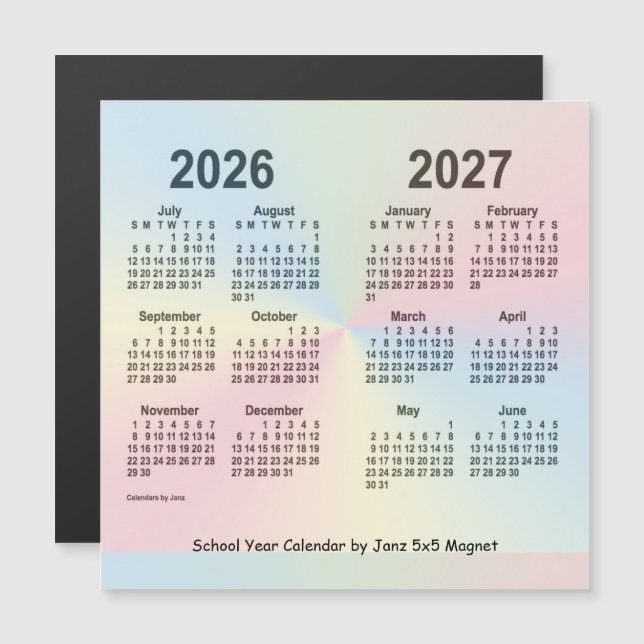 2026-2027 Regnbågsskolans årskalender från Janz (Fram/baksida)