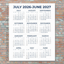 2026-2027 Skolårs kalender Marinblå Vägg Poster