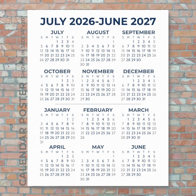 2026-2027 Skolårs kalender Marinblå Vägg Poster (Skapare uppladdad)