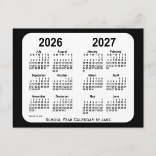 2026-2027 Svartvit skolkalender från Janz Vykort