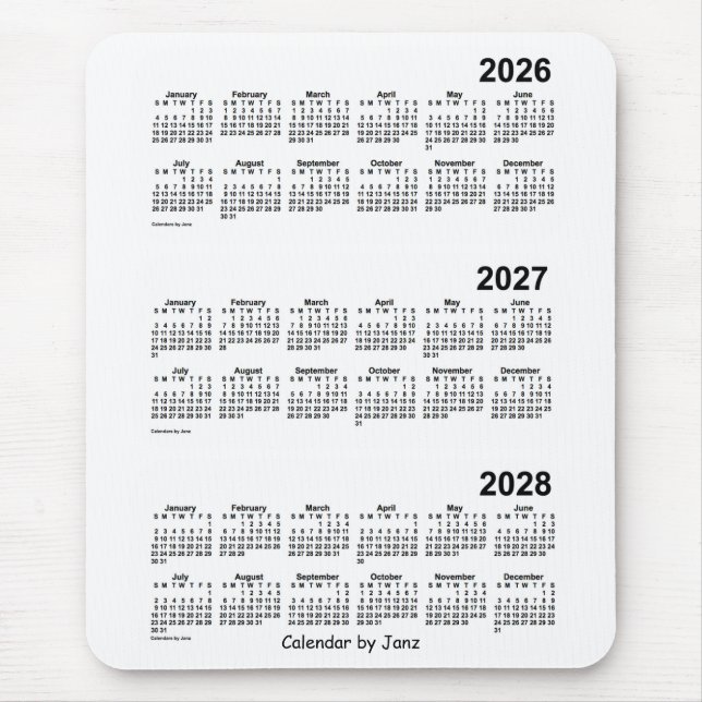 2026-2028 års vitbok om treårskalender från Janz Musmatta (Framsidan)