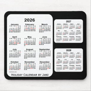 2026-2028 svart 3 år helgdagkalender vid Janz Musmatta