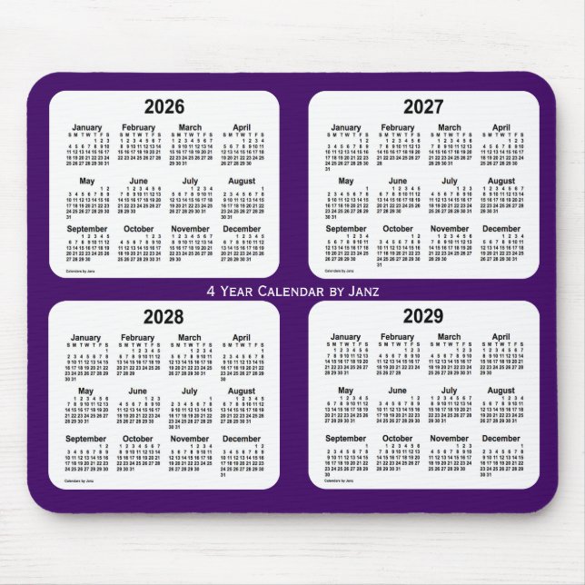 2026-2029 Lila 4-årskalender från Janz Musmatta (Framsidan)