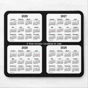 2026-2029 svartvita helgdagkalender vid Janz Musmatta