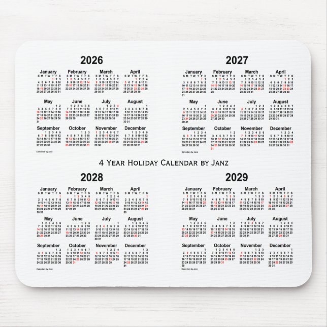 2026-2029 Vitbok om Helgdag från Janz Musmatta (Framsidan)