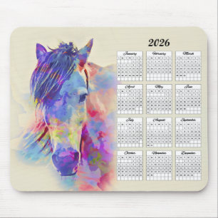 2026-Abstraktens hästkalender Musmatta