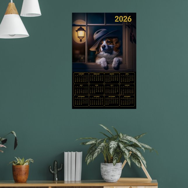 2026 AI-genererad australisk shepherd-kalender  Poster (Vardagsrum 1)