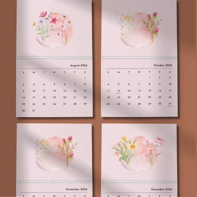 2026 Akvarell Blommkalender Kalender (Skapare uppladdad)