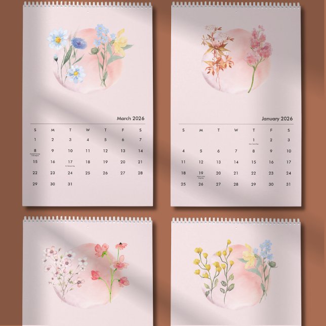 2026 Akvarell Blommkalender Kalender (Skapare uppladdad)