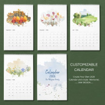 2026 Akvarell Landskaps Kalender | Naturscener