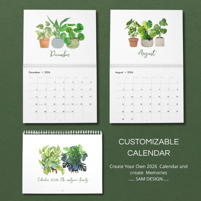 2026 Akvarell Sukkulent & Bladkalender | Botanik Kalender (Skapare uppladdad)