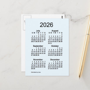 2026 Alice Blue 6 månaders mini-kalender av Janz Vykort