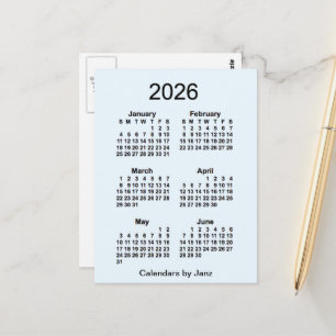 2026 Alice Blue 6 månaders mini-kalender av Janz Vykort