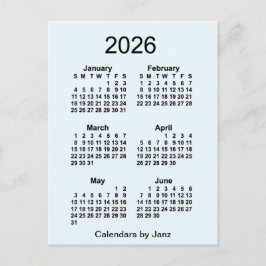 2026 Alice Blue 6 månaders mini-kalender av Janz Vykort