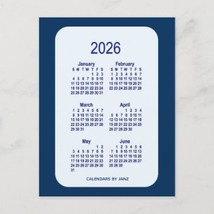 2026 Alice Blue 6 Month Mini Calendar av Janz Vykort