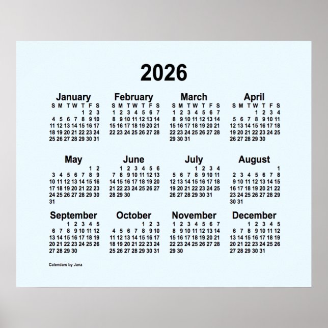 2026 Alice Blue Kalender av Janz Print Poster (Framsidan)