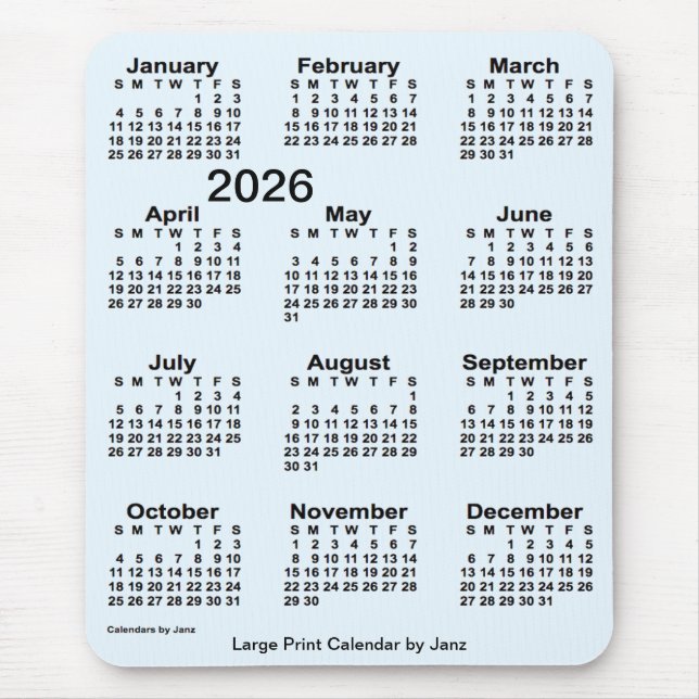2026 Alice Blue Large Print Calendar från Janz Musmatta (Framsidan)
