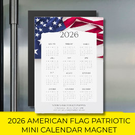 2026 Amerikansk Flagga Patriotisk Mini Kalender Ma