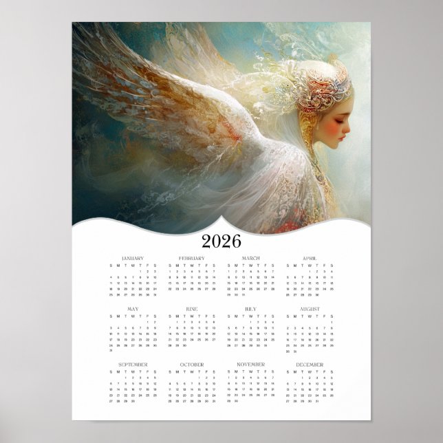 2026 Ängel Heldig Års Väggkalender Poster (Framsidan)