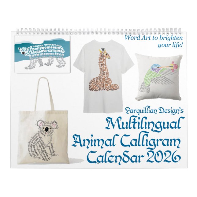 2026 Animal Calligram Calendar Kalender (Omslag)