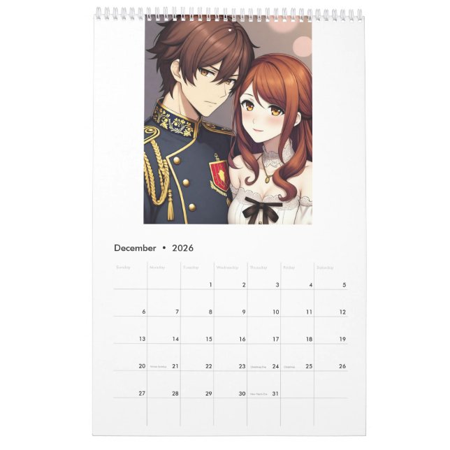 2026 Anime Calendar (Images created by Grok) Kalender (Dec 2026)