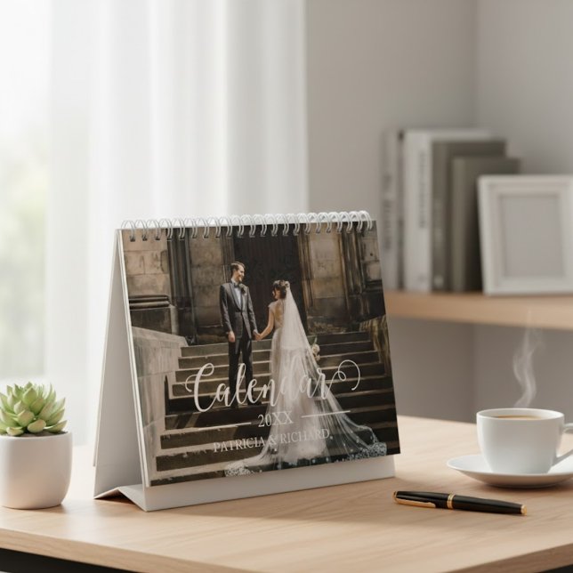 2026 Anpassad Bröllopsfoto Chic Skrift  Kalender (Skapare uppladdad)
