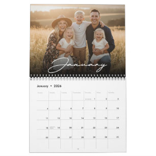 2026 Anpassad familjefoto Modern Elegant Skrift Kalender