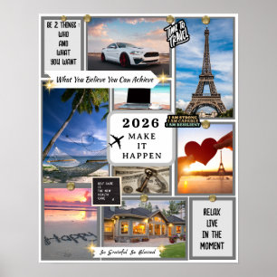 2026 Anpassad Law of Attraction Vision Board Mål Poster