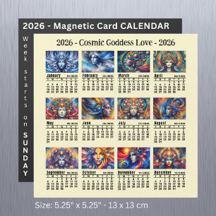 2026 Anpassningsbar Cosmic Goddess Calendar Söndag