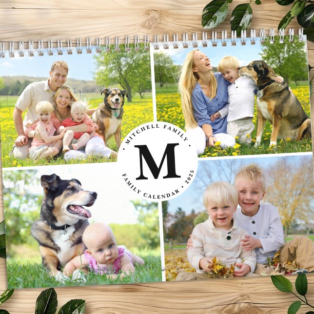 2026 Anpassningsbar Foto Collage Modern Monogram-f Kalender (Skapare uppladdad)
