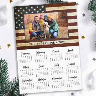 2026 Anpassningsbar Photo Vintage American Flagga  Julkort
