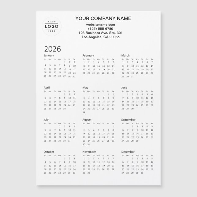2026-Anpassningsbarnas Magnetic Calendar-kort för  (Framsida)