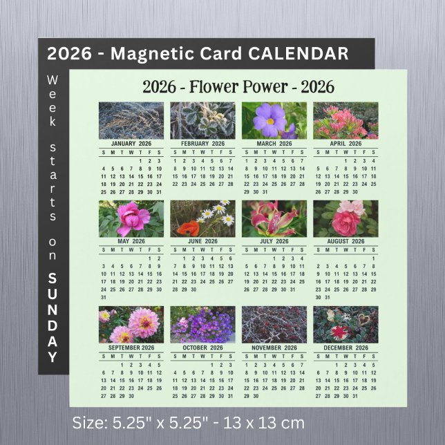 2026-Anpassningsbars blomsterkalender för magnetis (Skapare uppladdad)