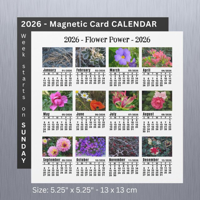 2026-Anpassningsbars blomstermagnetkalender, SU (Skapare uppladdad)