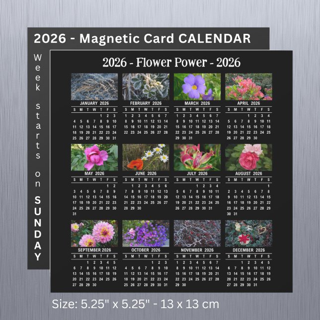 2026-Anpassningsbars blomstersvart kalender SU (Skapare uppladdad)