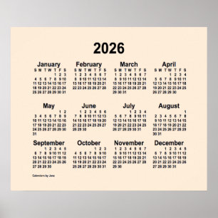 2026 Antik Vit Kalender av Janz Print Poster