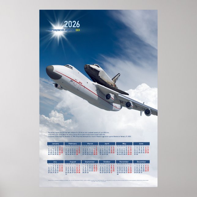 2026 Antonov An-225 Mriya Engineering Calendar Poster (Framsidan)