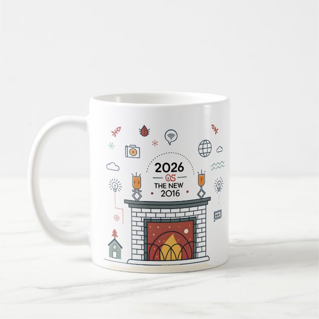 2026 Är Den Nya 2016 Digitala Kulturvektorn Kaffemugg (Vänster)