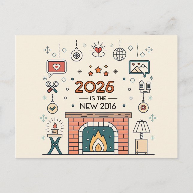 2026 Är Det Nya 2016 Mysig Kultur Vektor Vykort (Framsida)