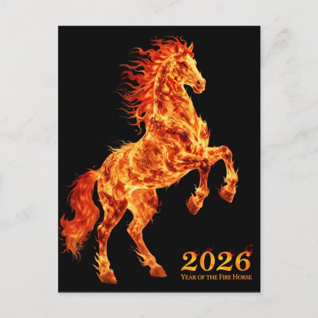 2026 år för den eldiga hästen vykort (Framsida)