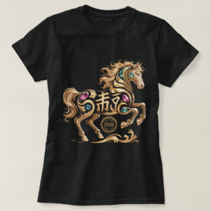 2026 År för häst kinesiskt nyår Guldhästen T Shirt