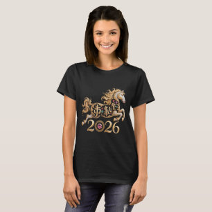 2026 År för hästen Kinesiskt nyår Guld Hingst T Shirt