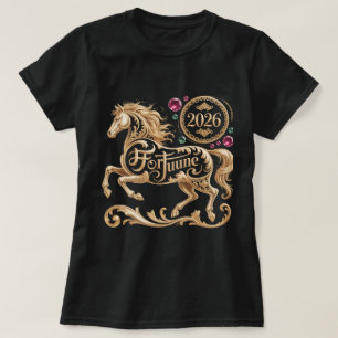 2026 År för hästen Kinesiskt nyår Guldhästen T Shirt