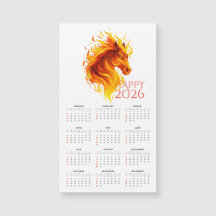 2026 År för Magnetisk kalender för eldhäst