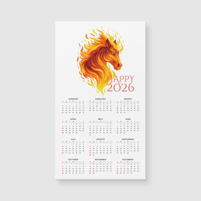 2026 År för Magnetisk kalender för eldhäst (Framsida)